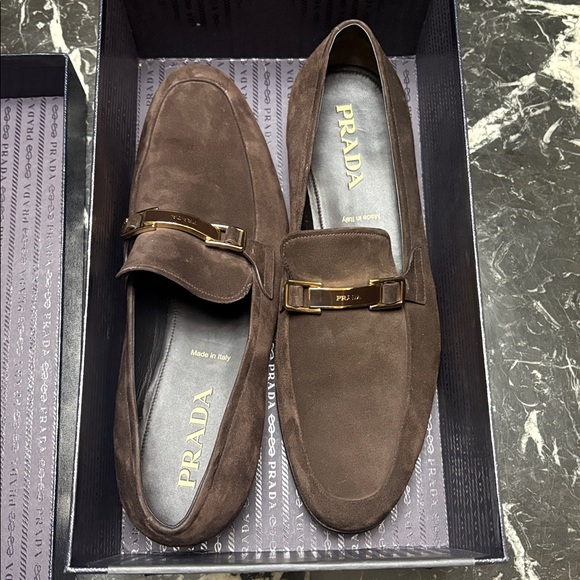 New Brown Suede Prada Loafers - Picture 1 of 4
